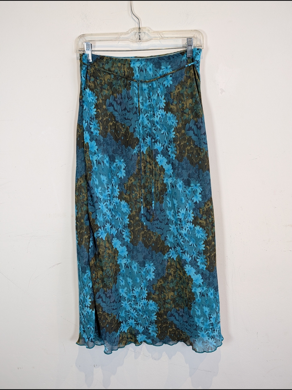 Clio Teal and Turquoise Floral Skirt, Size Medium